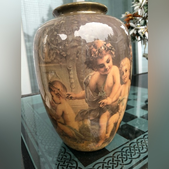 Vintage 9” Angels Decorated Vase - Picture 2 of 5